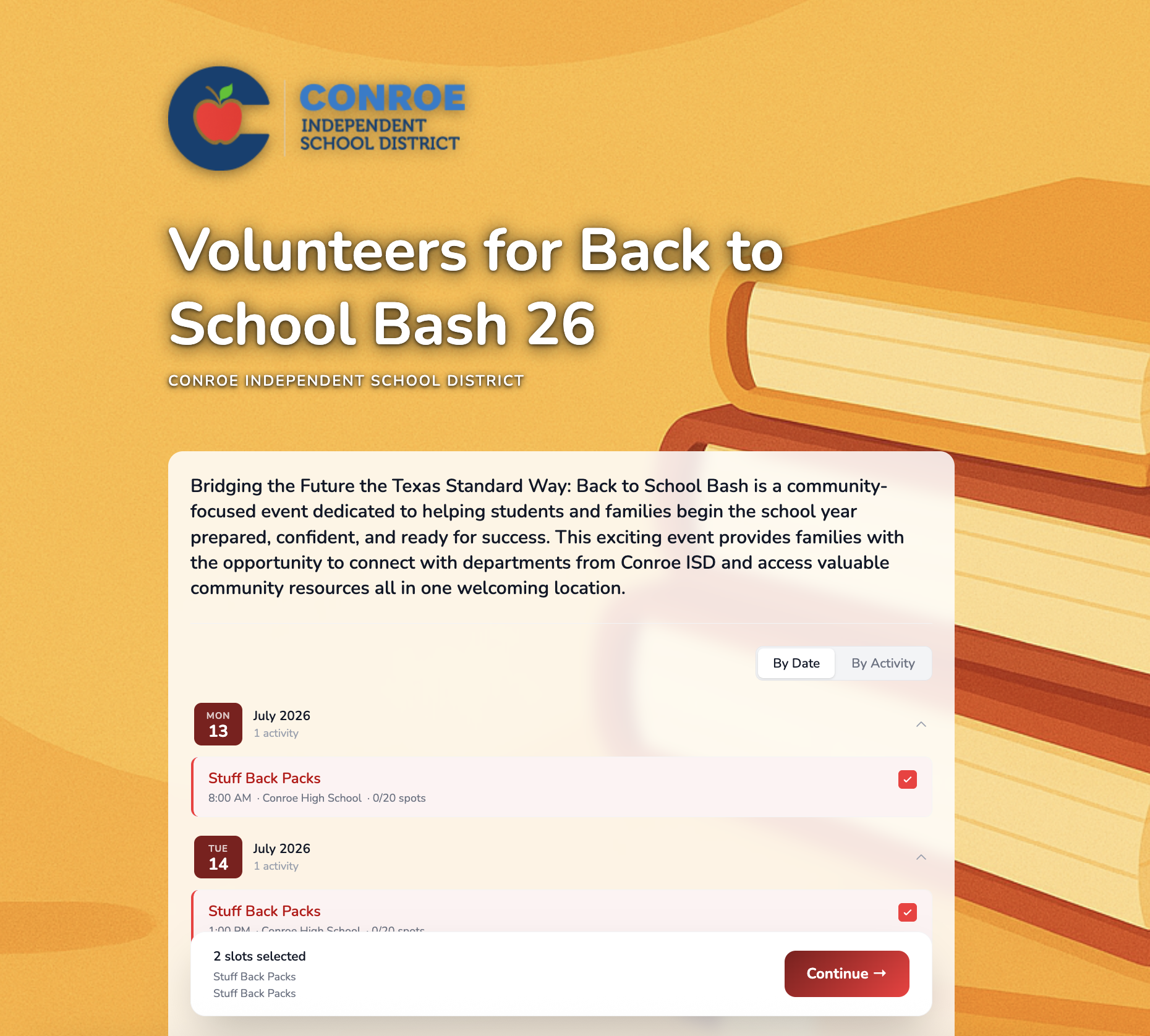 PTA volunteer signup form